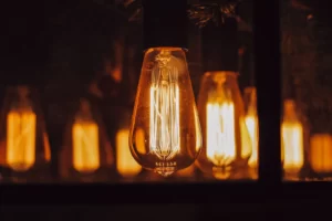 Lightbulbs at night