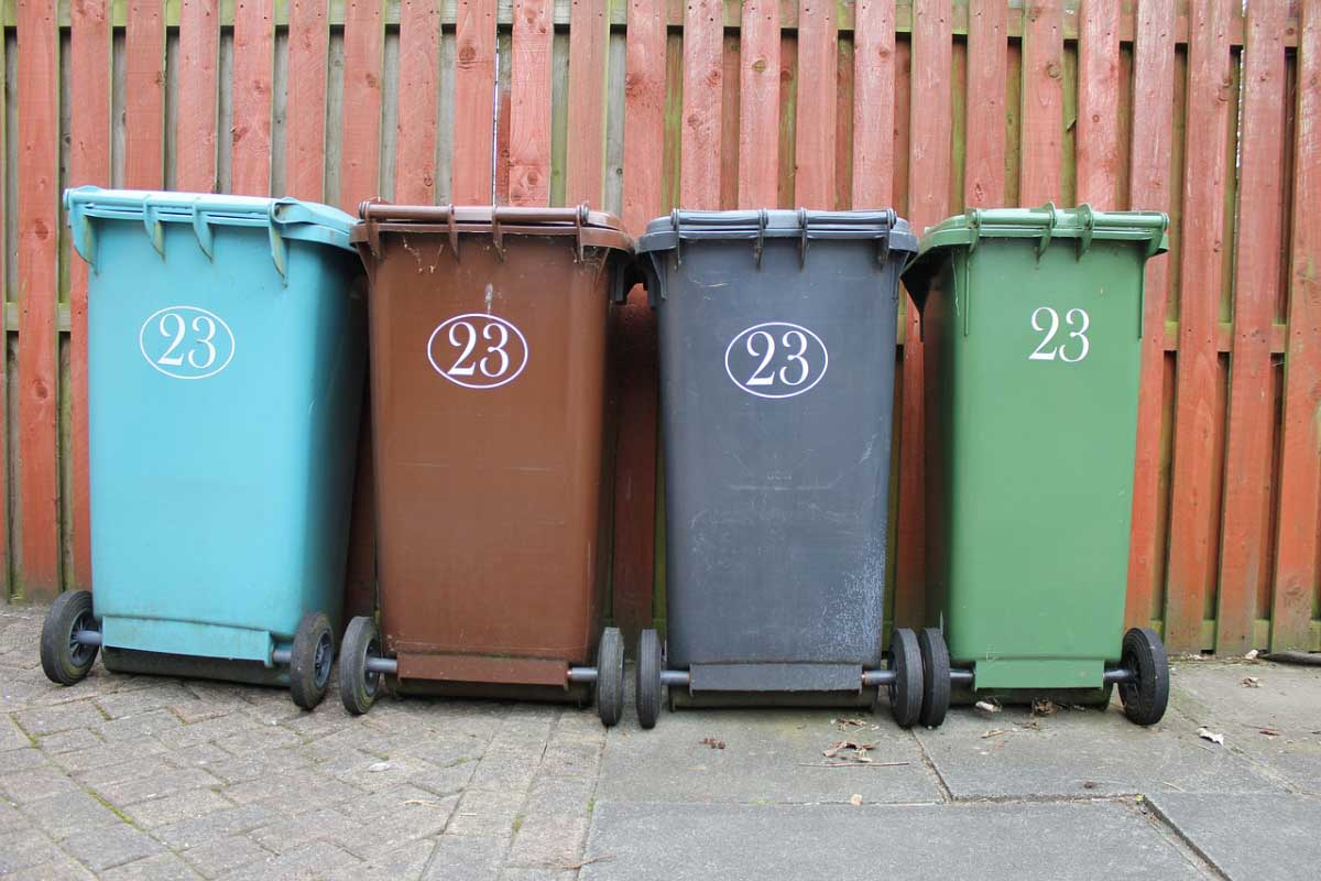 different coloured wheelie bins for waste collection