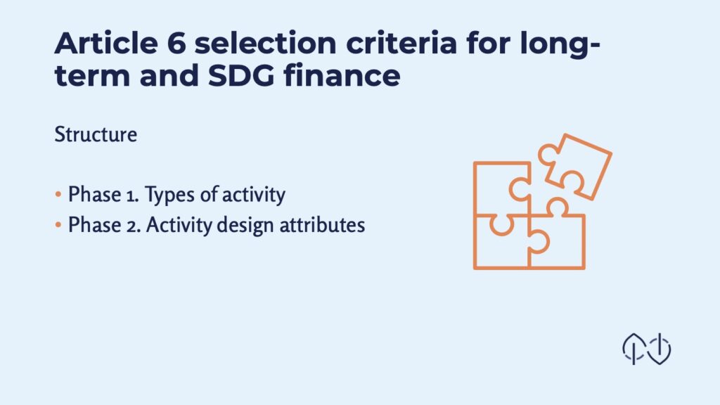 Article 6 selection criteria for long-term and SDG financie