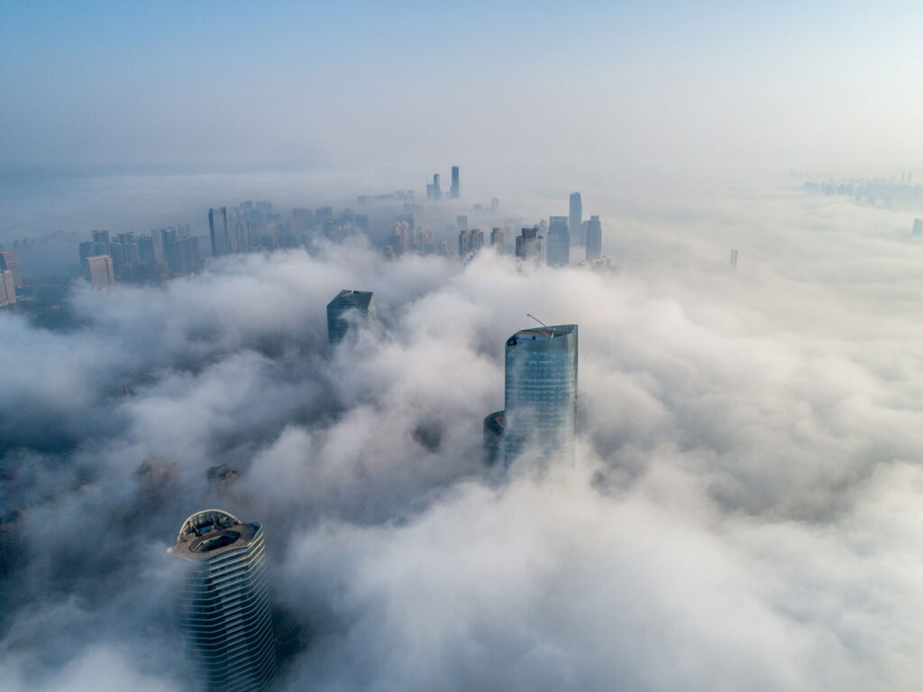 city smog morning china